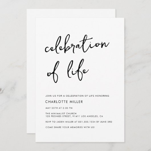 Eenvoudig minimalistisch scriptviering van het lev kaart (Voorkant / Achterkant)