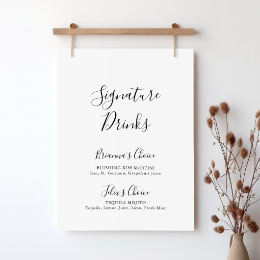Eenvoudig Minimalistisch Signature Dranken Bord Poster