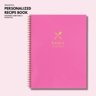 Eenvoudig Minimalistisch Trendy Hot Pink en Gold R Notitieboek