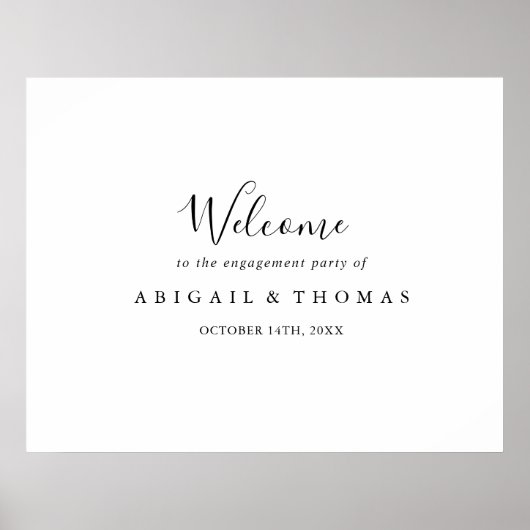 Eenvoudig Minimalistisch Verlovingsfeest Welkomstb Poster (Voorkant)