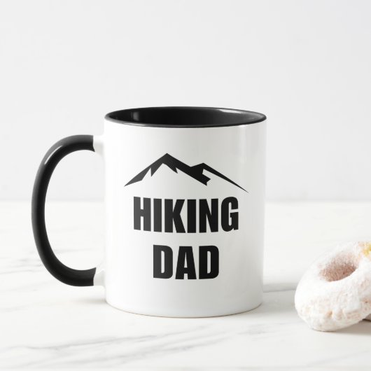 Eenvoudig minimalistisch wandelen papa camping mok (Met donut)