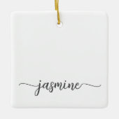 Eenvoudig Minimalistisch Wit Monogram Naam Schrift Keramisch Ornament (Voorkant)