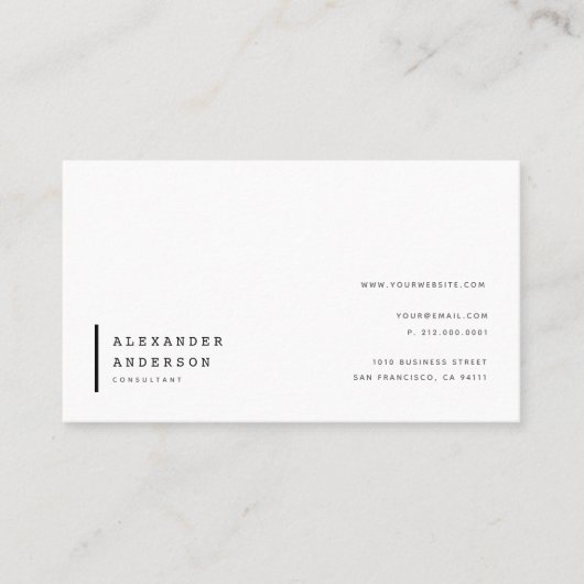 Eenvoudig minimalistisch wit professioneel Visitek Visitekaartje (Voorkant)