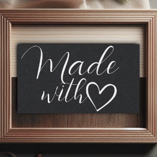 Eenvoudig minimalistisch wit zwart met liefdeshart visitekaartje