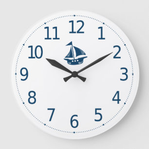 Eenvoudig minimalistisch zeilschip Nautical Wand Grote Klok