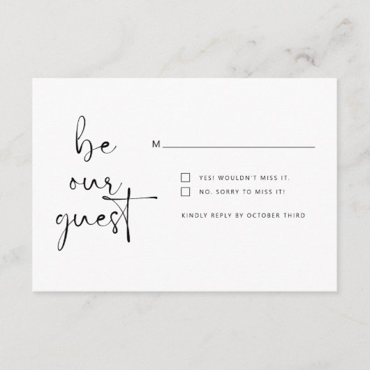 Eenvoudig minimalistisch zijn onze gast RSVP Reply Informatiekaartje (Voorkant)