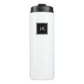 Eenvoudig minimalistisch zwart monogram Initialen Thermosbeker (Voorkant)