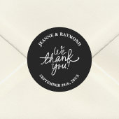 Eenvoudig minimalistisch zwart Wij danken u bruilo Ronde Sticker