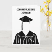 Eenvoudig minimalistisch zwart-wit Afstuderen Kaart (Gele Bloem)