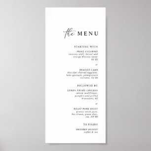 Eenvoudig minimalistisch zwart wit bruiloft diner poster