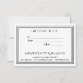 Eenvoudig minimalistisch zwart-wit cadeaucertifica (Achterkant)