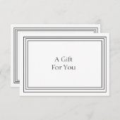 Eenvoudig minimalistisch zwart-wit cadeaucertifica (Voorkant / Achterkant)