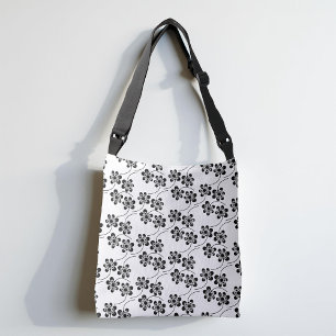 Eenvoudig minimalistisch zwart-wit Floral patroon Crossbody Tas