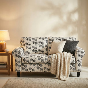 Eenvoudig minimalistisch zwart-wit Floral patroon Stof