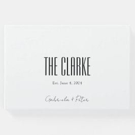 Eenvoudig minimalistisch zwart-wit huwelijk gastenboek