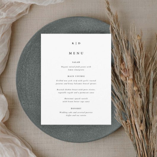 Eenvoudig minimalistisch zwart-wit huwelijk menu