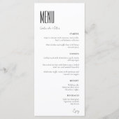 Eenvoudig minimalistisch zwart-wit huwelijk menu (Voorkant)