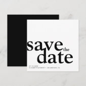 Eenvoudig minimalistisch zwart-wit, modern save the date (Voorkant / Achterkant)