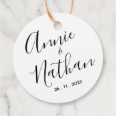 Eenvoudig Minimalistisch zwart witscript bruiloft Bedankjes Labels (Achterkant)