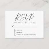 Eenvoudig minimalistisch zwart-witscript RSVP Encl Informatiekaartje (Voorkant)