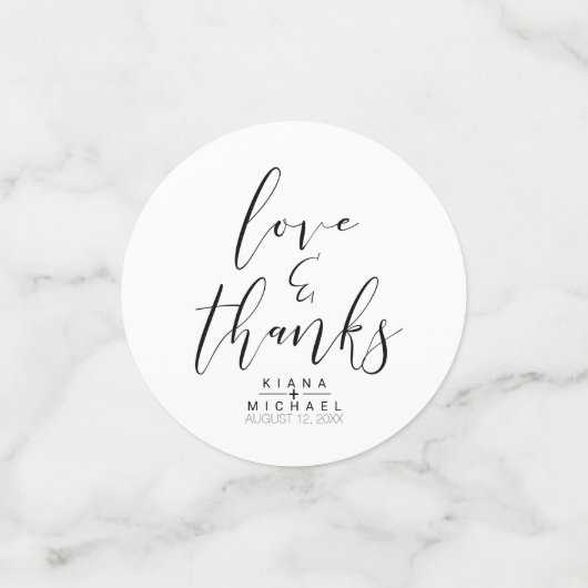 Eenvoudig minimalistische Bedankt voor bruiloft Bl Confetti (Kleine voorkant)