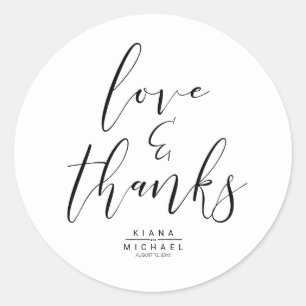 Eenvoudig minimalistische Bedankt voor bruiloft Bl Ronde Sticker