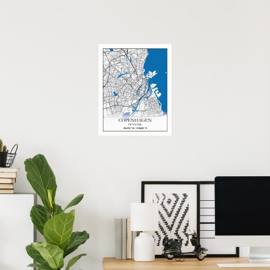 Eenvoudig minimumaantal ritten in Kopenhagen Denem Poster (Thuiskantoor)