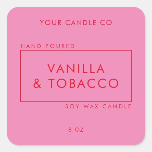 Eenvoudig minimumaantal roze rode kaars vierkante sticker (Voorkant)