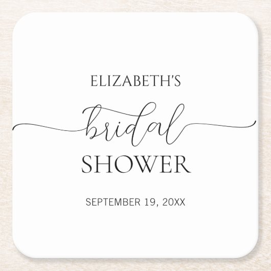 Eenvoudig Minimumniveau voor zwart-witscript Vierkante Kartonnen Onderzetter (Voorkant)