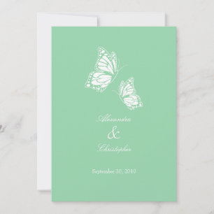 Eenvoudig Mint Green Butterflies Wedding Announdin Kaart