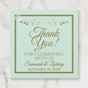 Eenvoudig Mint Green & Gold Elegant Weddenschap Da Bedankjes Labels