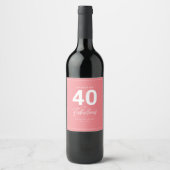Eenvoudig modern 40- en Fabulous-personalized Wine Wijn Etiket (Voorkant)
