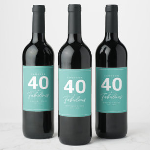 Eenvoudig modern 40- en Fabulous-personalized Wine Wijn Etiket