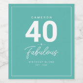 Eenvoudig modern 40- en Fabulous-personalized Wine Wijn Etiket (Enkel label)