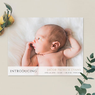Eenvoudig modern aangepast Baby foto aanschaffen Aankondiging
