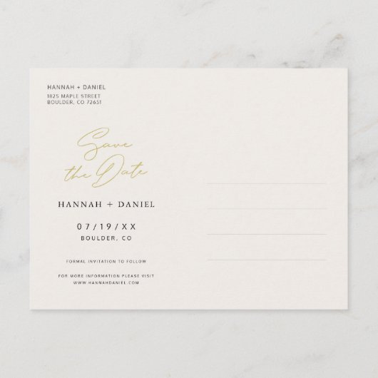 Eenvoudig Modern Aangepast Foto Bewaar de Datum Uitnodiging Briefkaart (Achterkant)