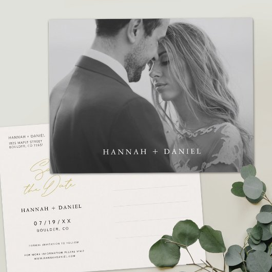 Eenvoudig Modern Aangepast Foto Bewaar de Datum Uitnodiging Briefkaart