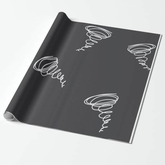 Eenvoudig modern Abstract Tornado Pattern Black Cadeaupapier (Uitgerold)