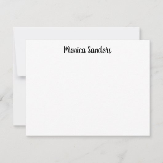 Eenvoudig, modern, afspeelbaar Casual zwart script Notitiekaartje (Voorkant)