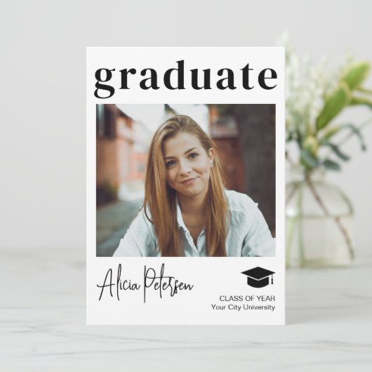 Eenvoudig modern, afstuderen afstuderen aankondiging (Staand voorkant)