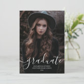 Eenvoudig modern Afstuderen Foto Elegant Script Aankondiging (Staand voorkant)