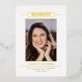 Eenvoudig modern Afstuderen Gold Photo-script Folie Uitnodiging (Voorkant)