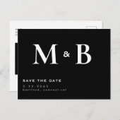 Eenvoudig modern B/W-monogram opslaan op datum Briefkaart (Voorkant / Achterkant)