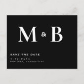 Eenvoudig modern B/W-monogram opslaan op datum Briefkaart (Voorkant)