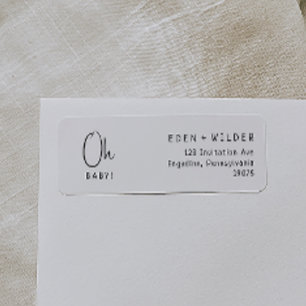 Eenvoudig Modern Baby shower Oh Baby Retouradres Etiket