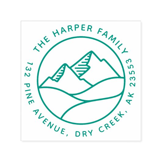 Eenvoudig modern berglandschap Familieadres Zelfinktende Stempel (Design)