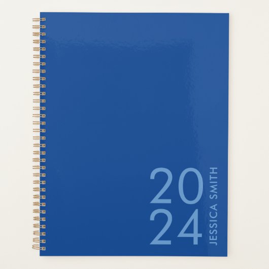 Eenvoudig modern blauw gepersonaliseerd planner (Voorkant)