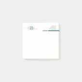 Eenvoudig modern blauw goud monogram post-it® notes (Voorkant)