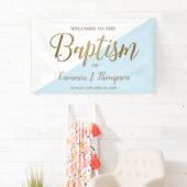 Eenvoudig modern blauw goudkalligrafie-baby Baptis Spandoek (Insitu)