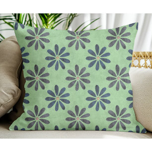 Eenvoudig Modern Blauw Grijs Bloempatroon Salie Gr Kussen